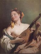 Giovanni Battista Tiepolo Mandolin played the young woman oil painting on canvas